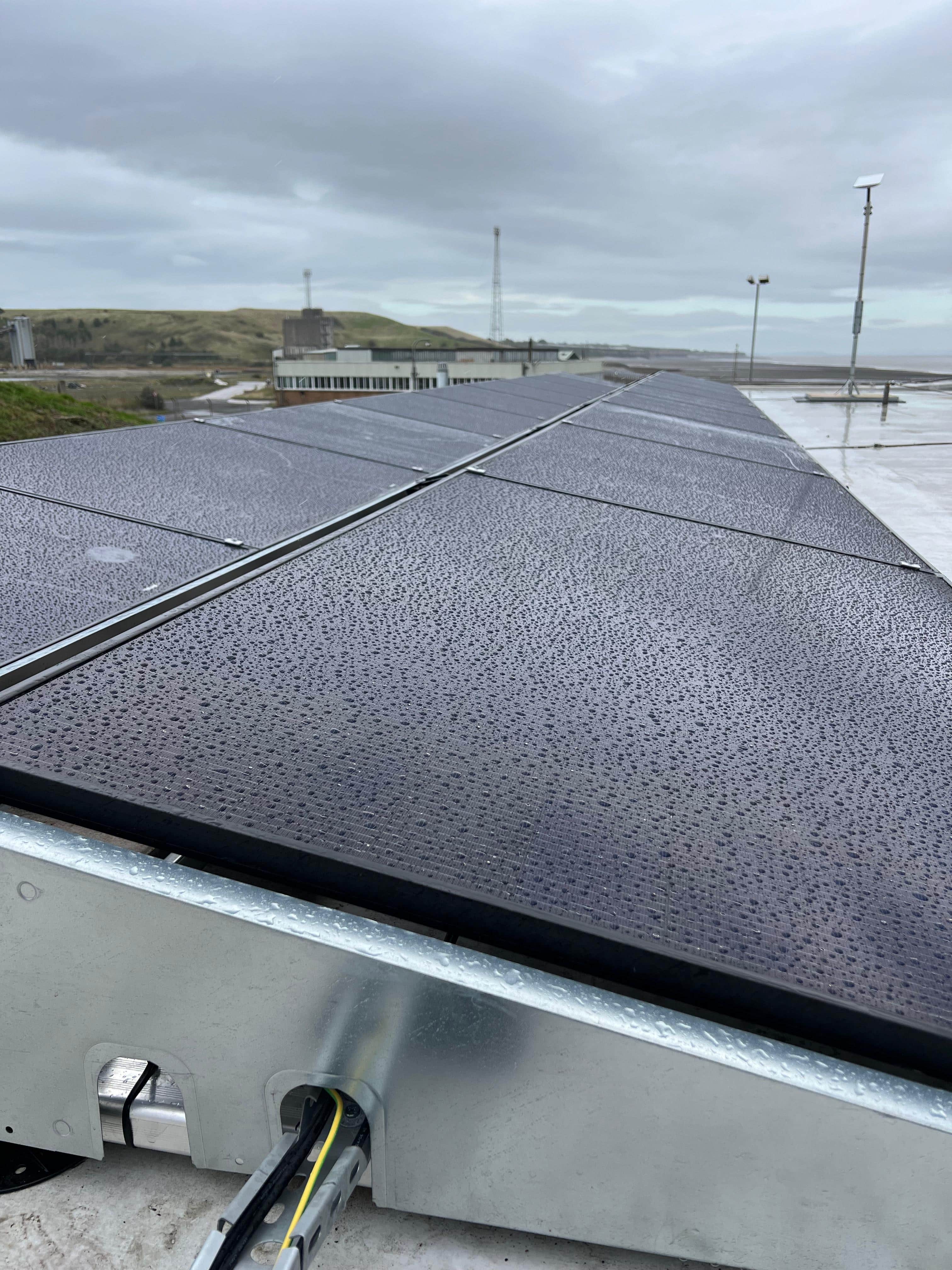 Rooftop solar PV array close-up, CCR Energy Aberthaw