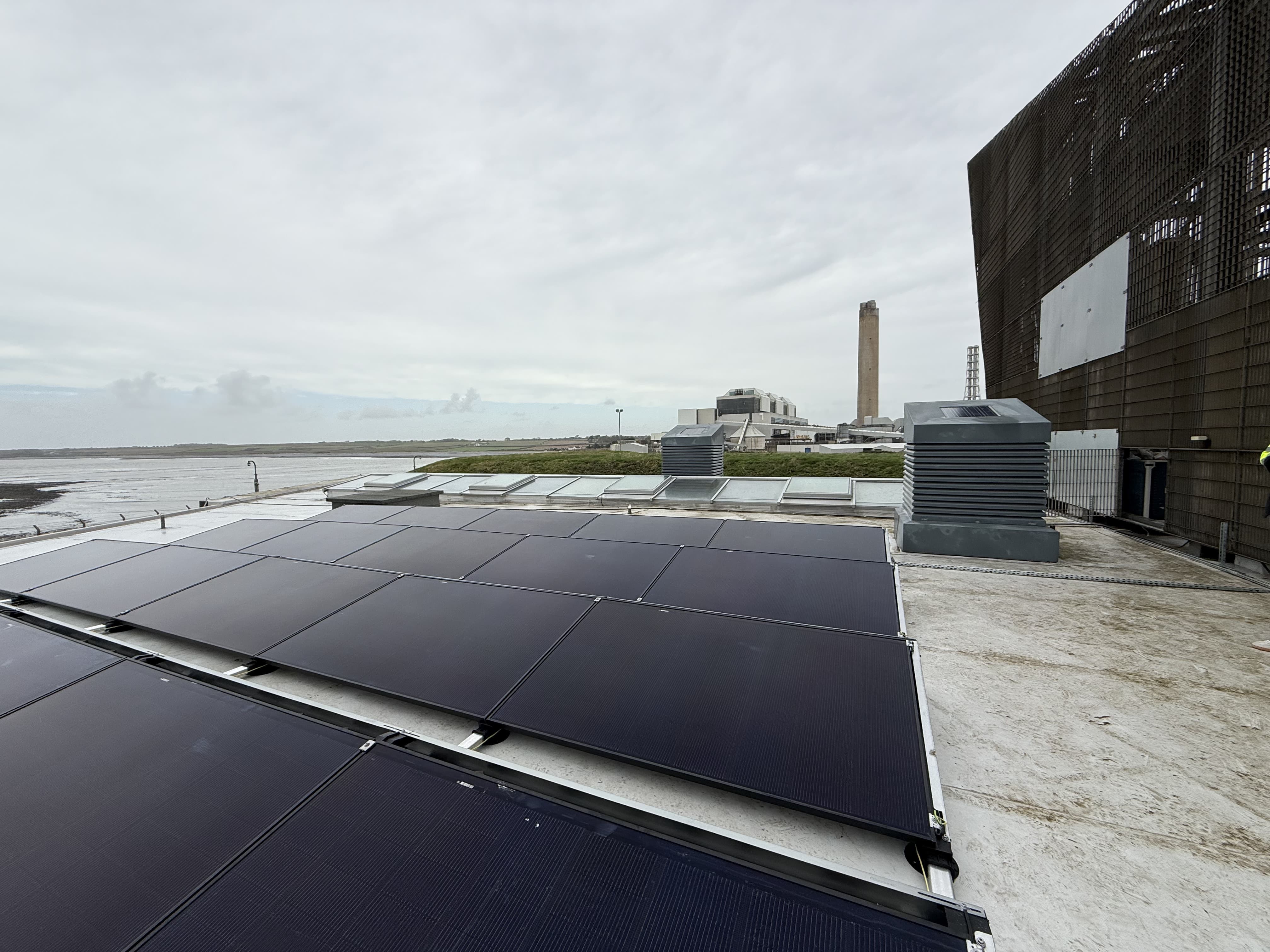 Commercial rooftop solar PV array, CCR Energy Aberthaw.