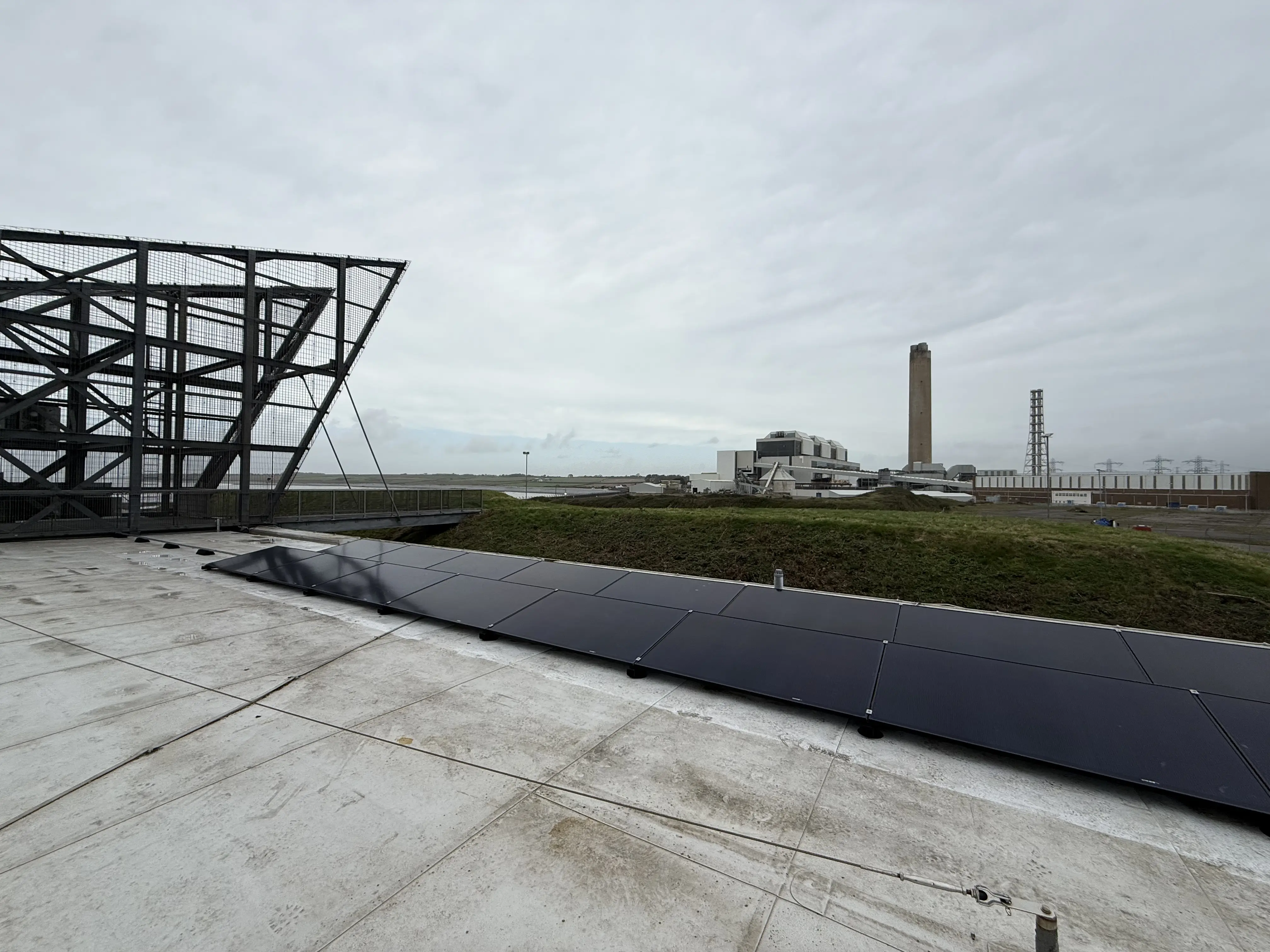 Flat roof solar PV installation, CCR Energy Aberthaw.