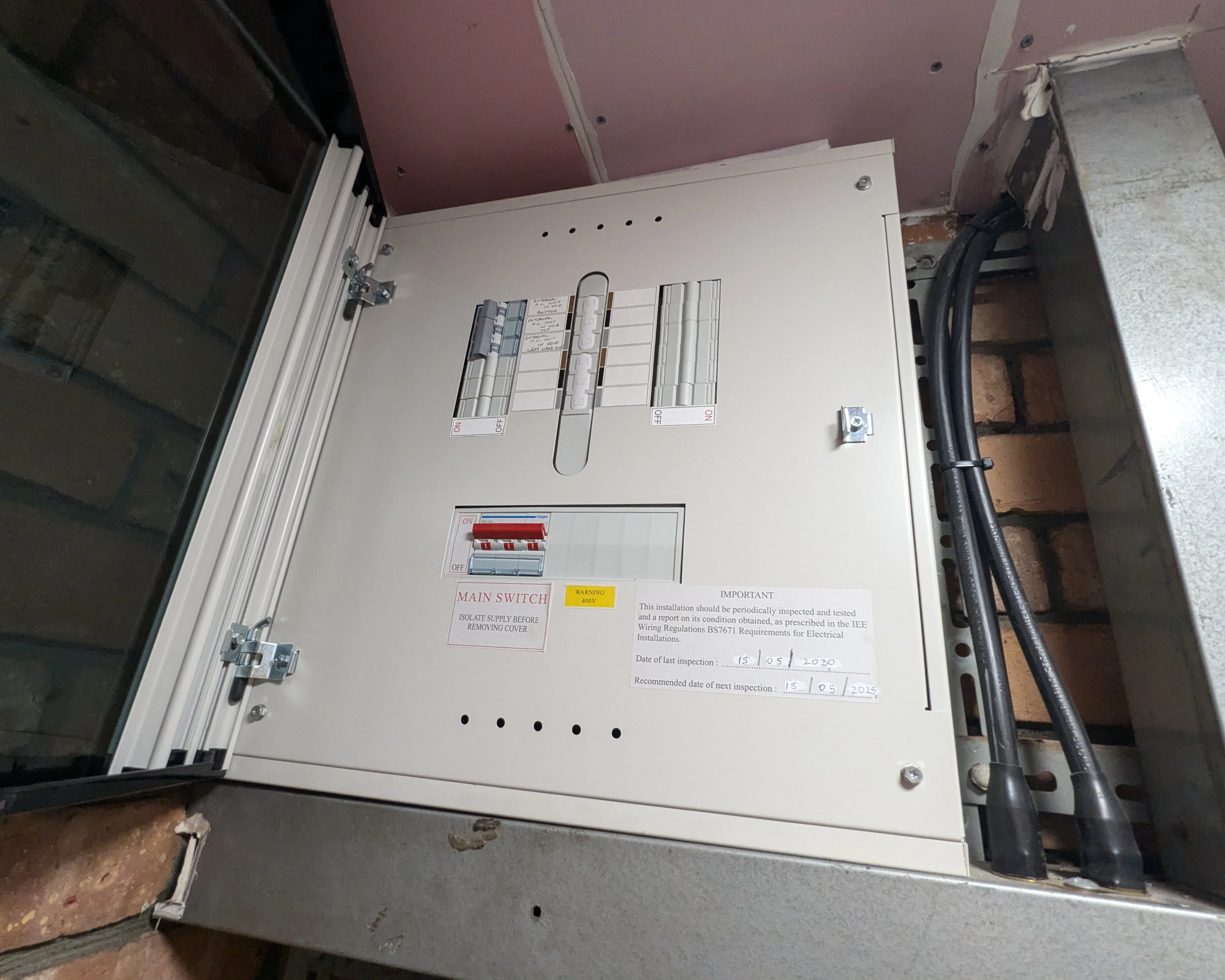 The solar PV system wired into the main distribution board at iTec Skills' training centre in Newport