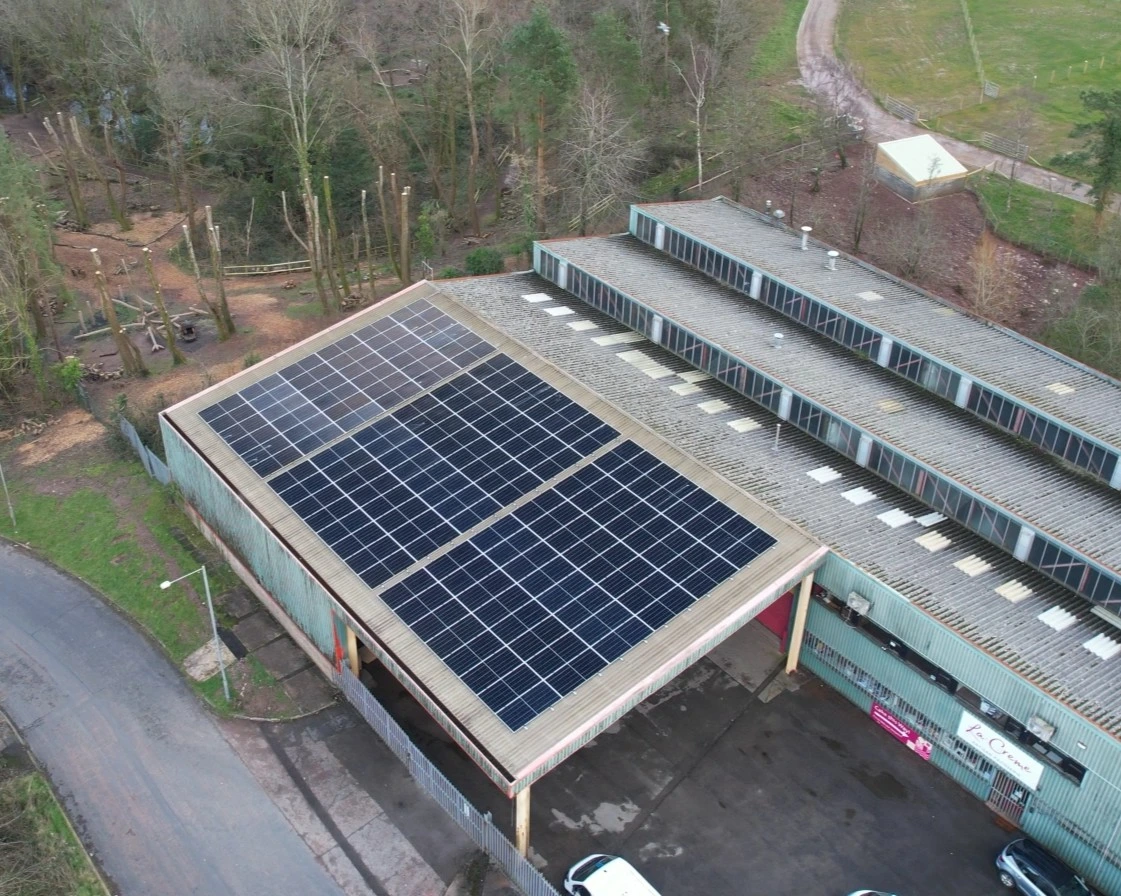 Solar PV array on the roof of La Crème Patisserie's production facility in Cwmbran