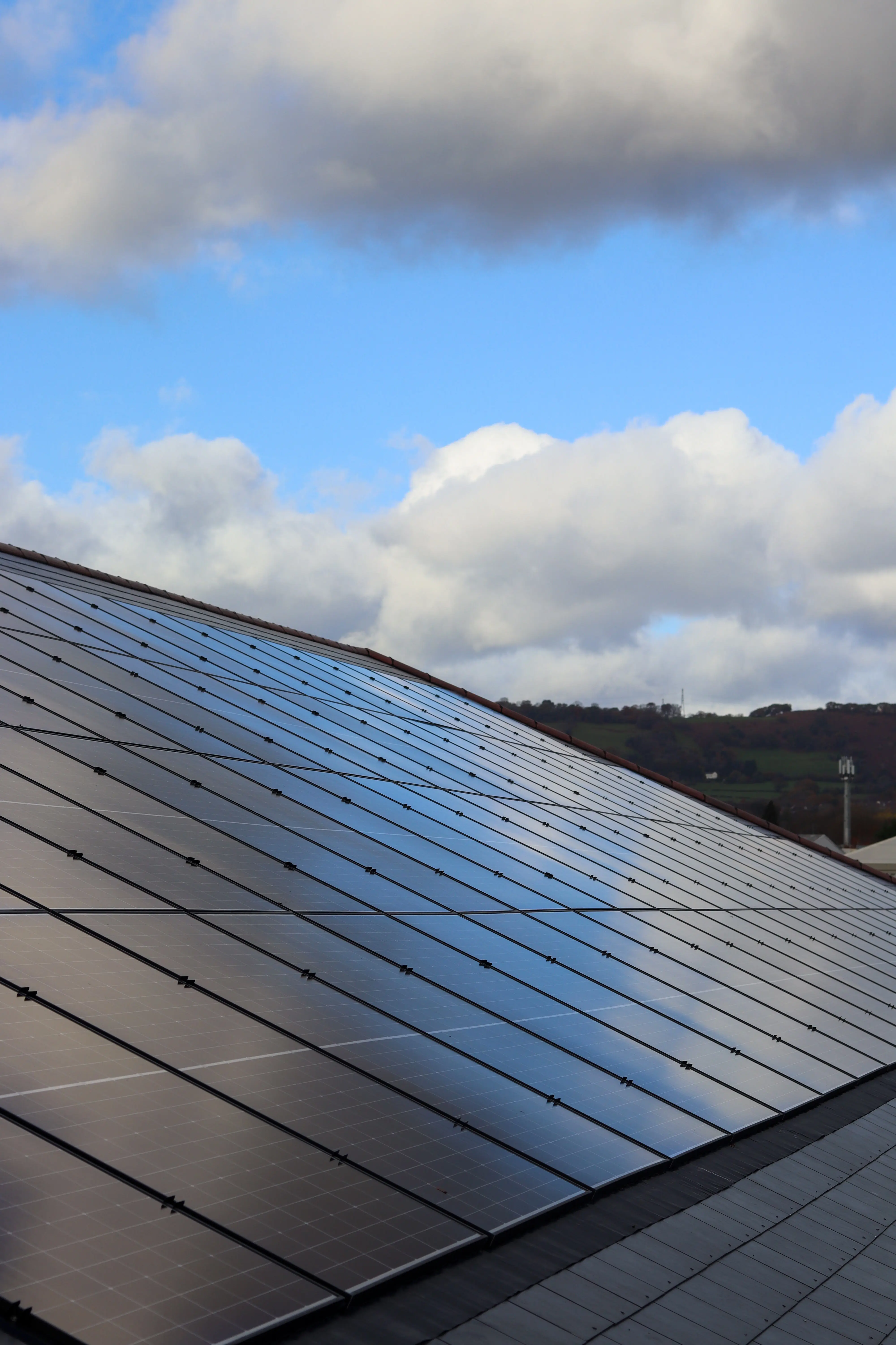 GSE in-roof solar panels integrated flush with the roof at a Cardiff commercial property.
