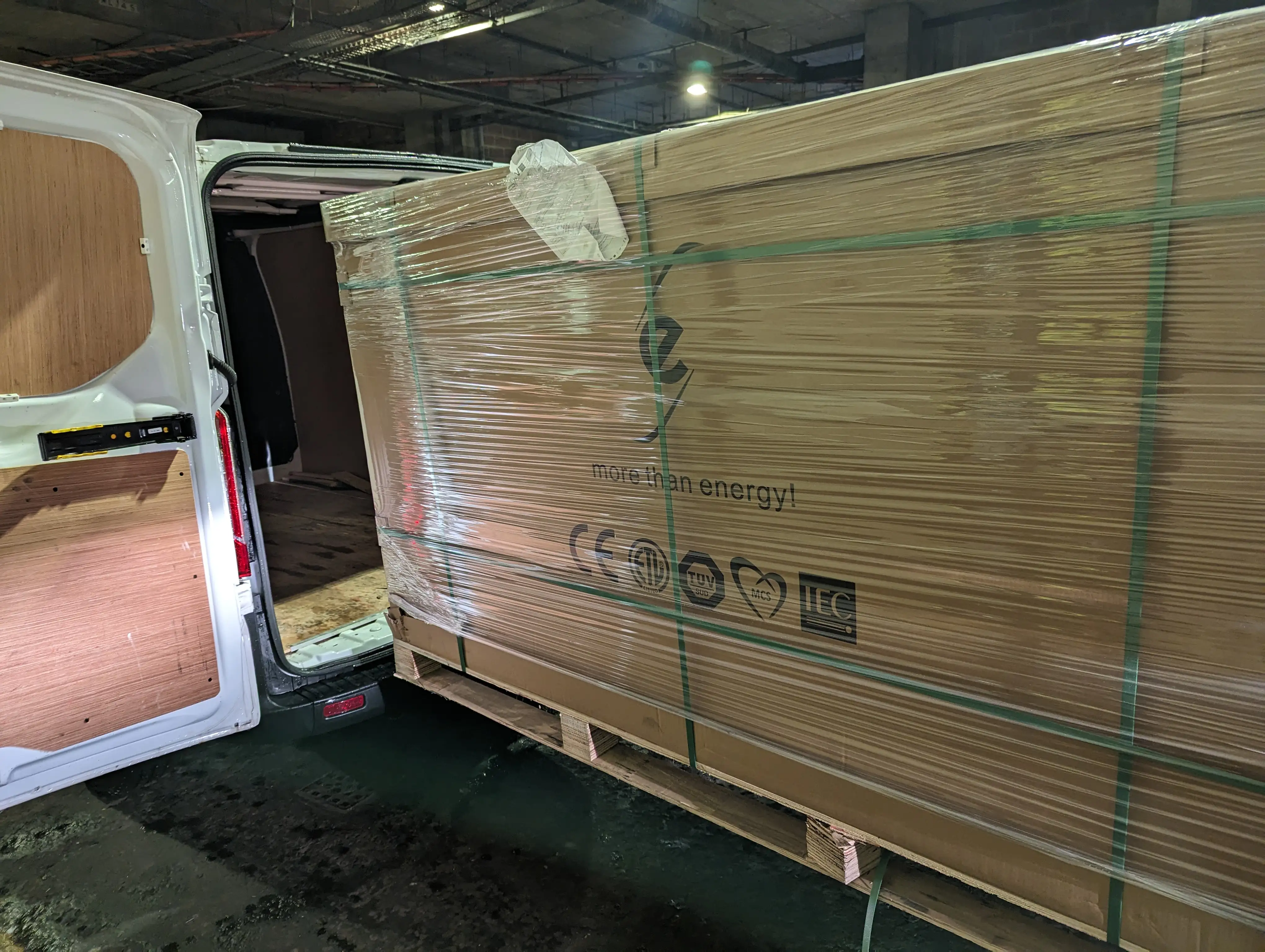 Solar panel delivery to Newport Kingsway Centre