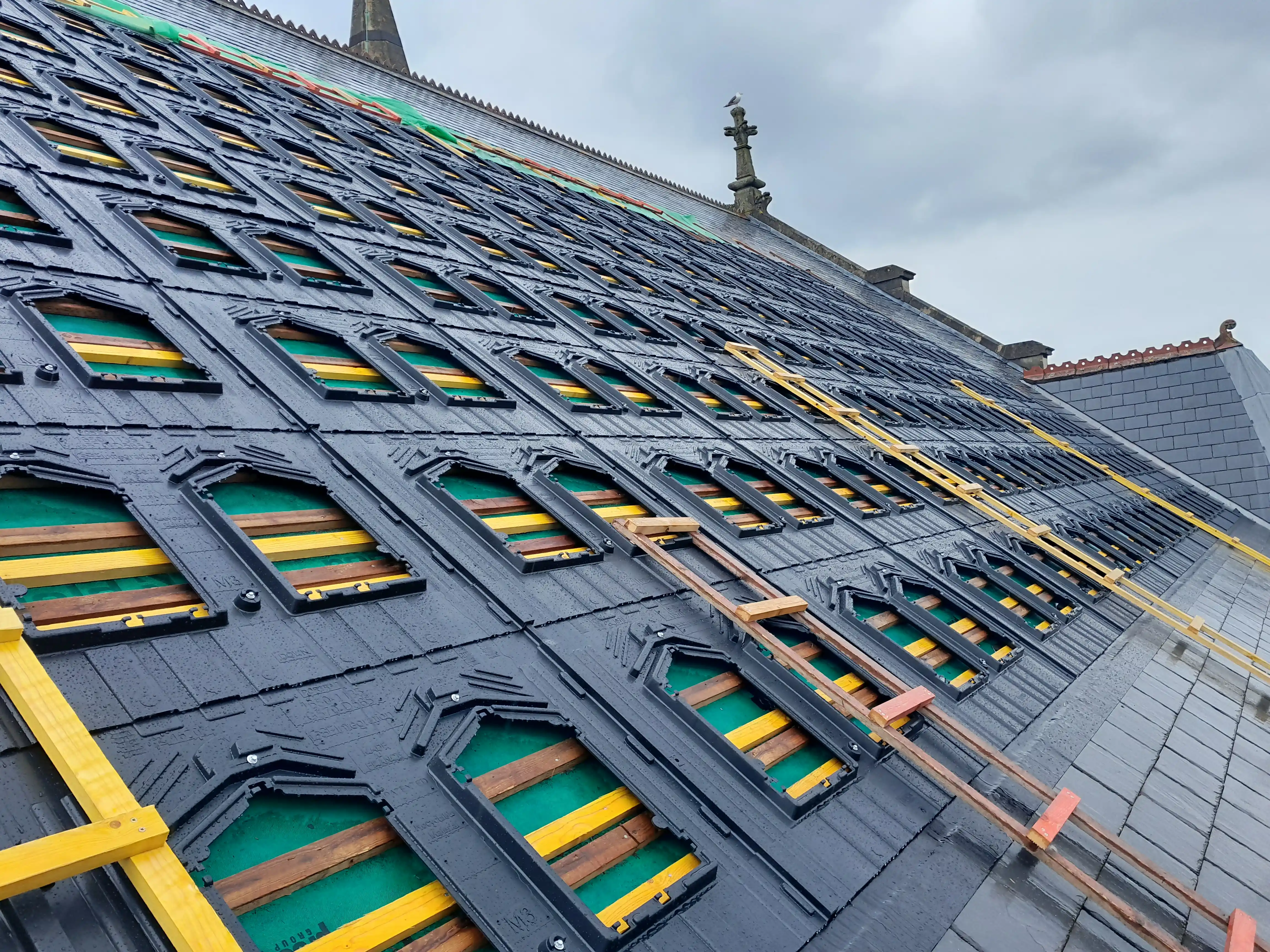 In-roof integrated solar PV installation, The Gate Arts Centre Cardiff.