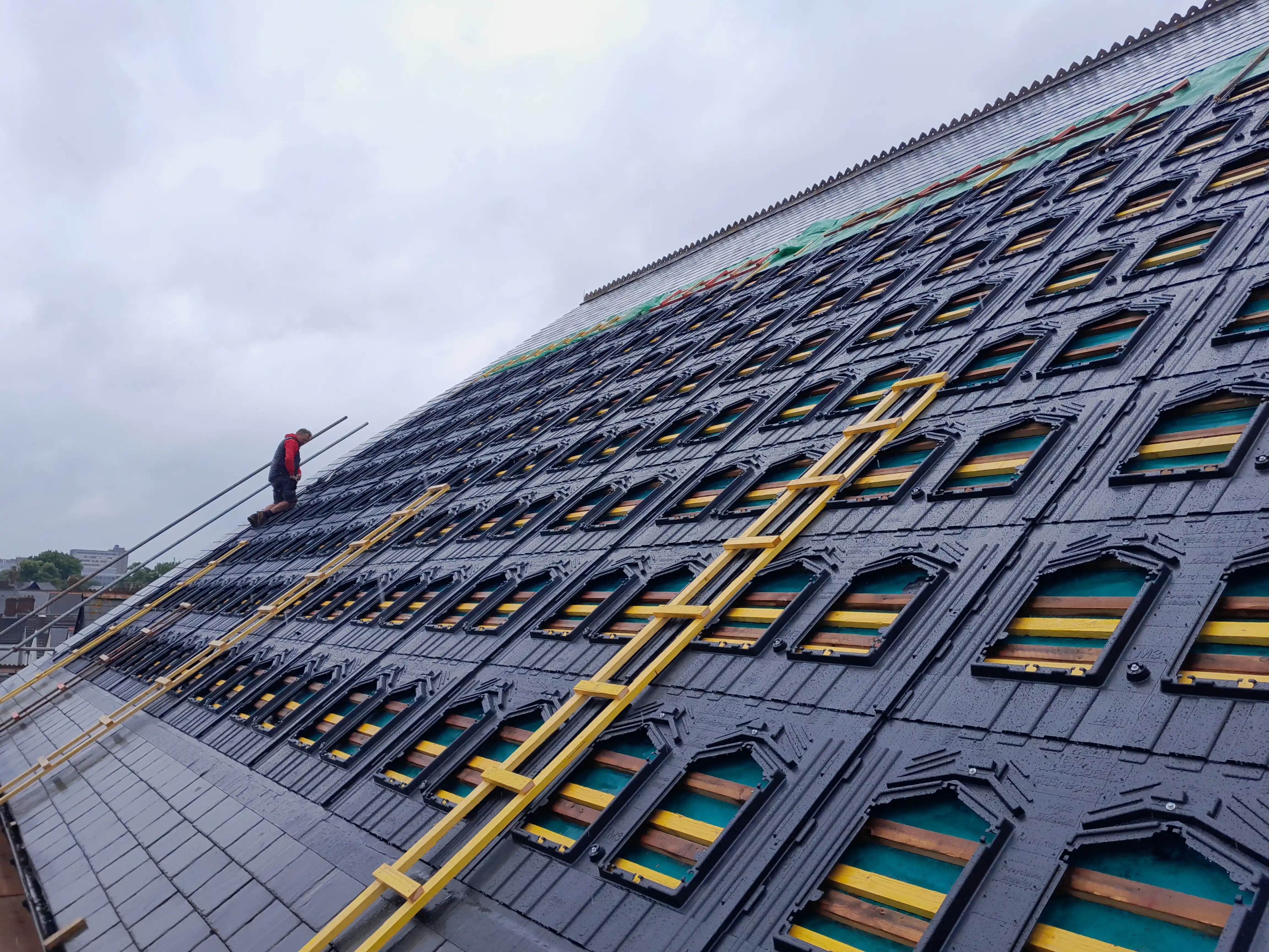 In-roof integrated solar PV installation, The Gate Arts Centre Cardiff.