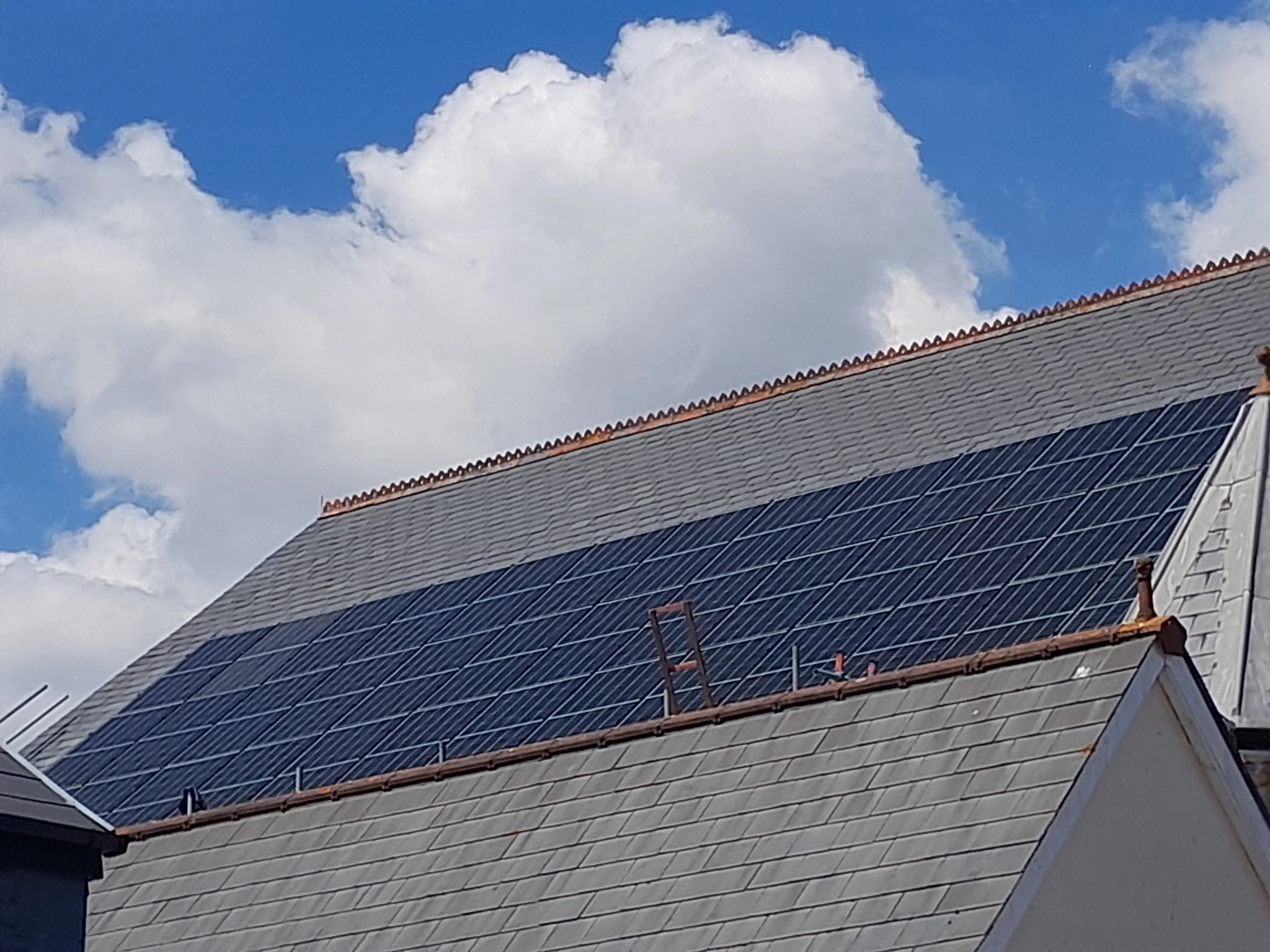 In-roof integrated solar PV installation, The Gate Arts Centre Cardiff.