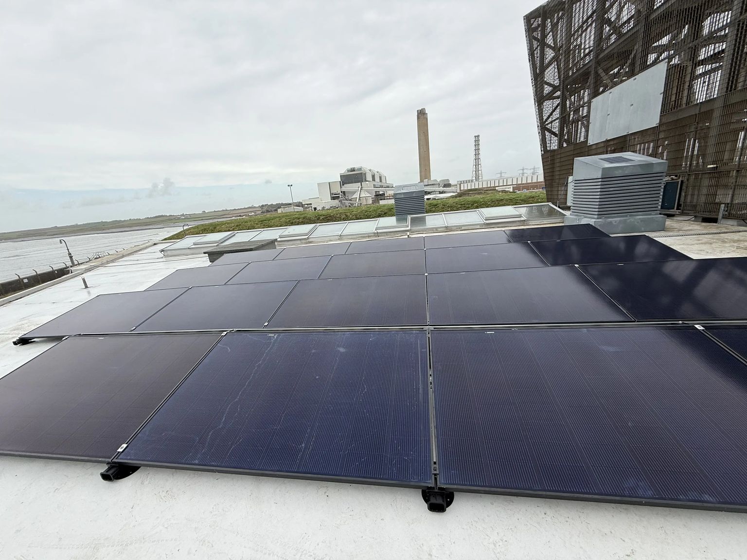 Solar PV installation at Aberthaw Repowered for CCR Energy, demonstrating public sector renewable energy deployment on a decommissioned coal power station site.