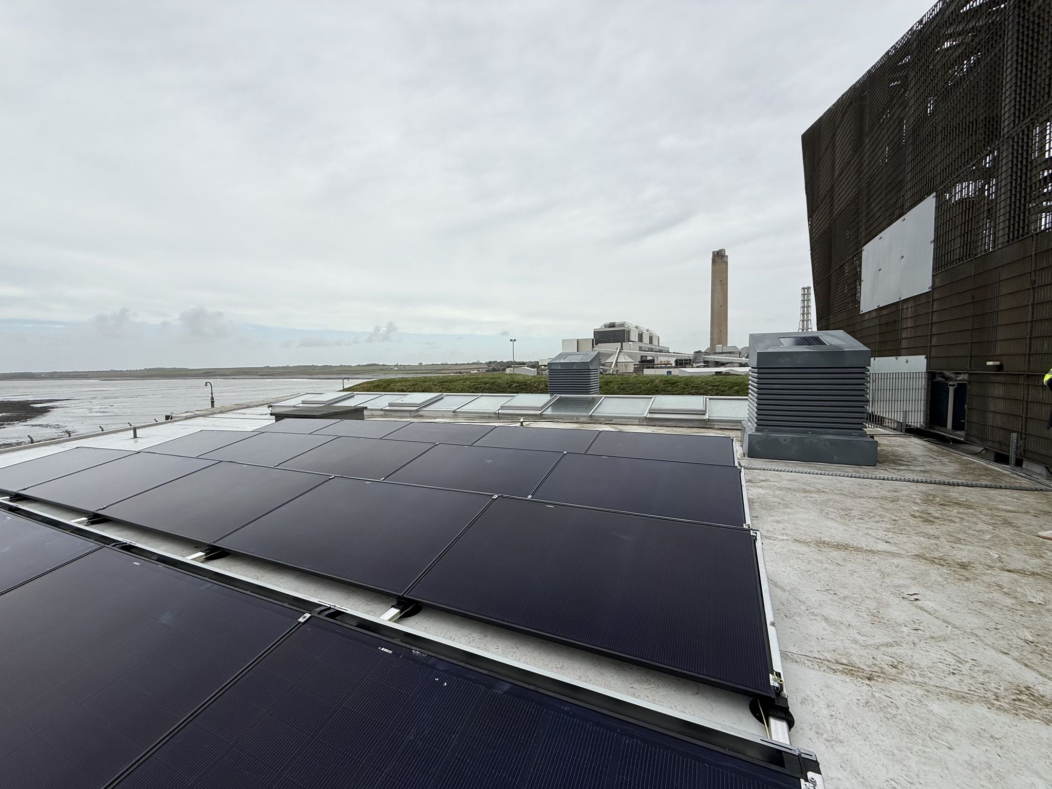 Commercial rooftop solar PV array, CCR Energy Aberthaw.