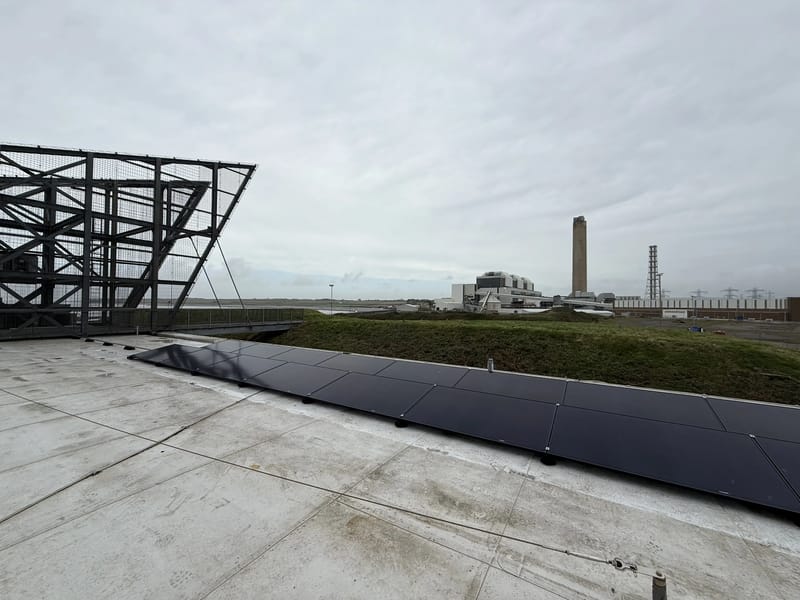 Flat roof solar PV installation, CCR Energy Aberthaw.