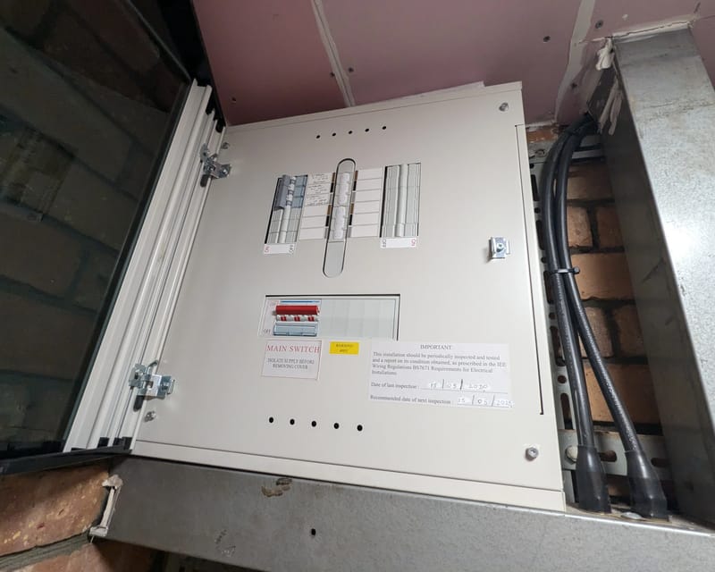 The solar PV system wired into the main distribution board at iTec Skills' training centre in Newport