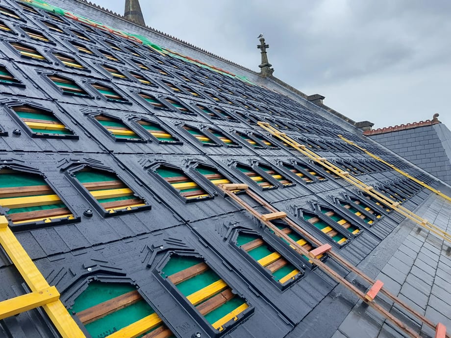 In-roof integrated solar PV installation, The Gate Arts Centre Cardiff.